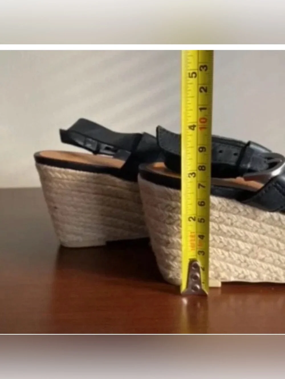 Franco Sarto Black Leather Espadrille Sandals | Size 7 1/2